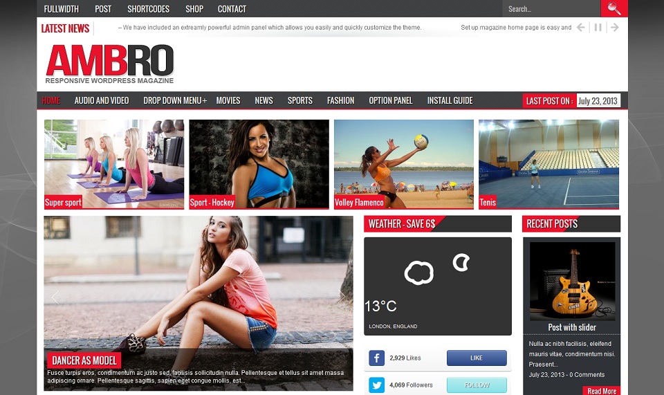 Ambro responsive magazine wordpress theme