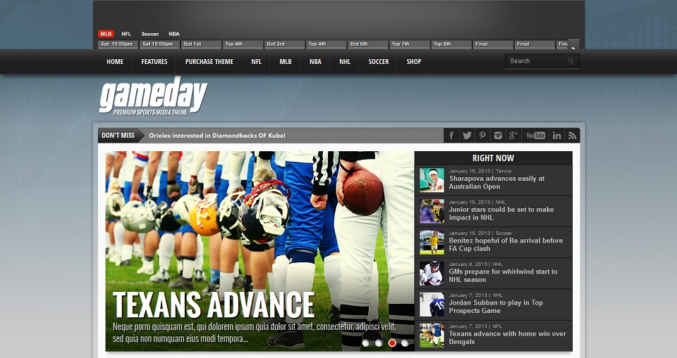 Gameday - Premium Sports Media WordPress Theme